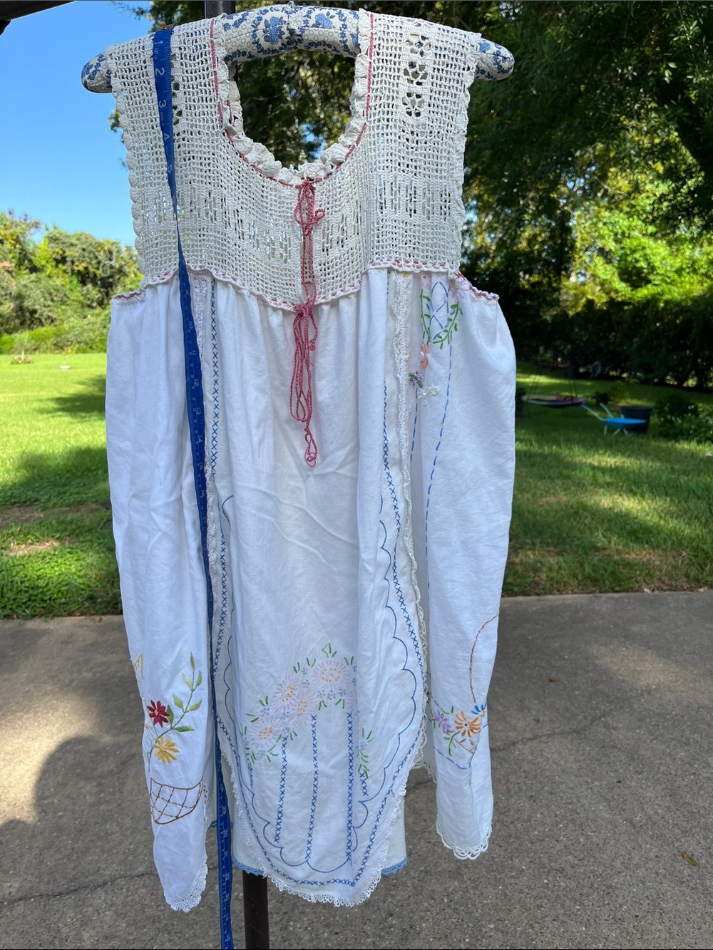 Hand made Embroidered Crochet-Yoke tank top